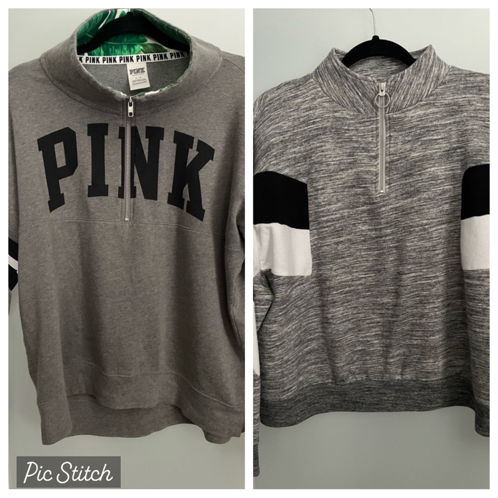 Set of 2 Bundle - PINK Victoria’s Secret Half Zip Sweatshirts